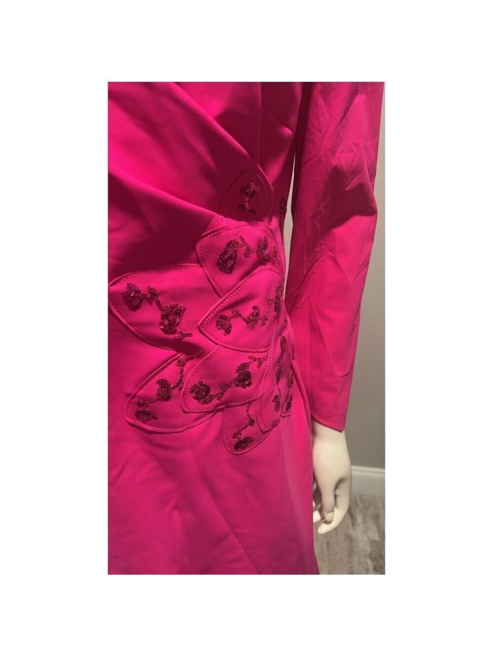 Chiara Boni La Petite Robe Pink Carera Sequin Midi Dress Size 18 - Picture 8 of 13